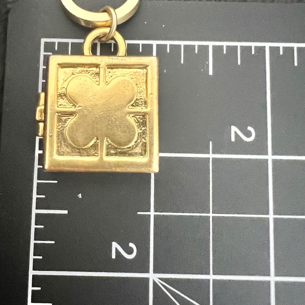 Gold Tone Clover Locket Toggle Necklace 15 & 36" Adjustable Cottagecore - Picture 4 of 4